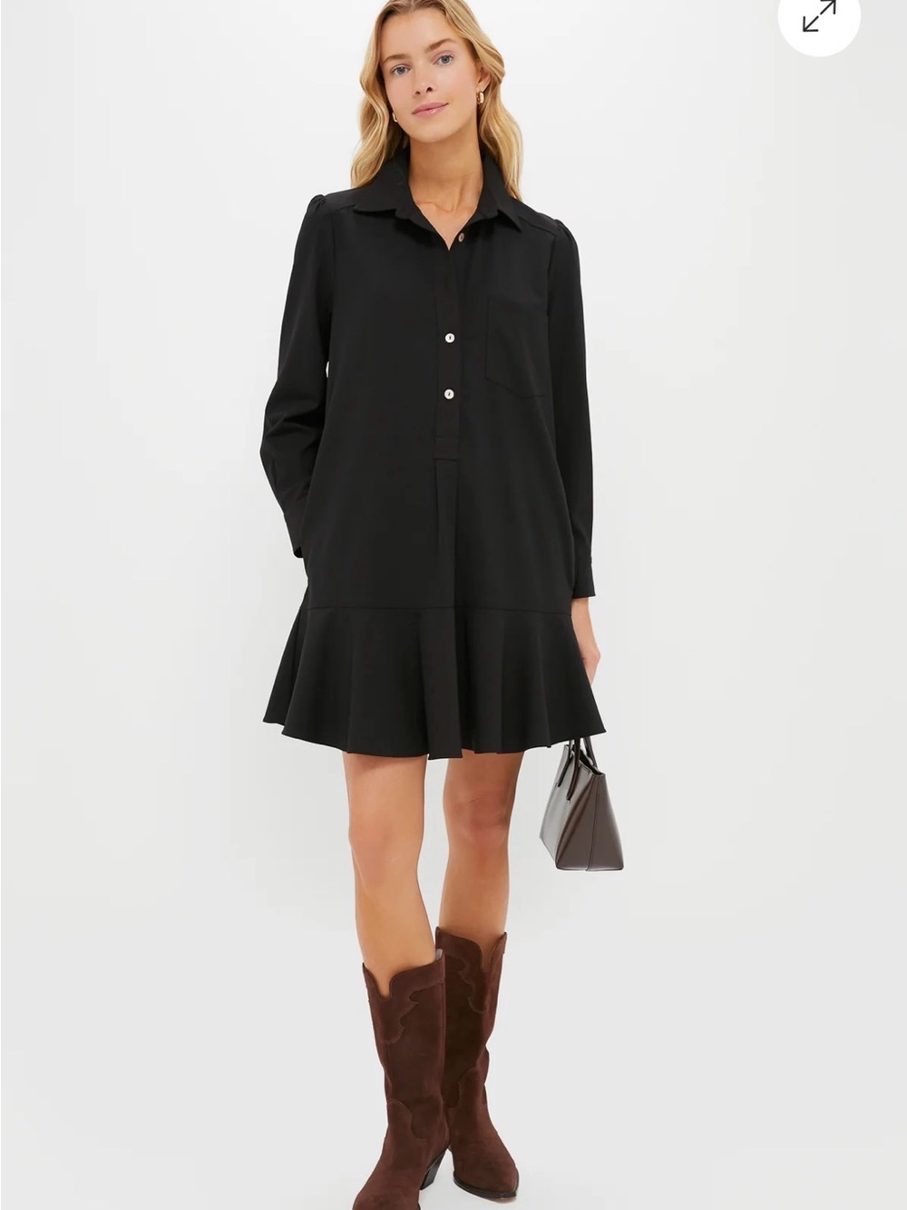 Tuckernuck Black Crepe Callahan Shirt Dress size L